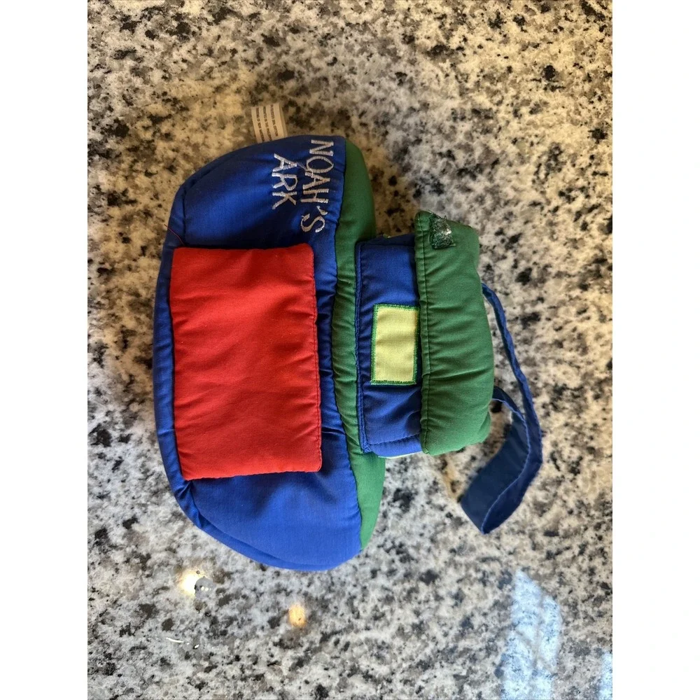 Rosalina Noah's Ark Soft Plush Toy‎ Carrier Blue Green Red Fabric Boat Handle