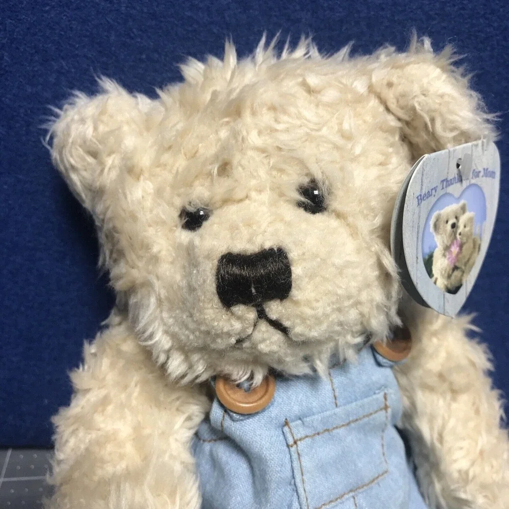 Zondervan Love Bears All Things Thankful‎ Plush Sitting Bear Blue Overalls 2002