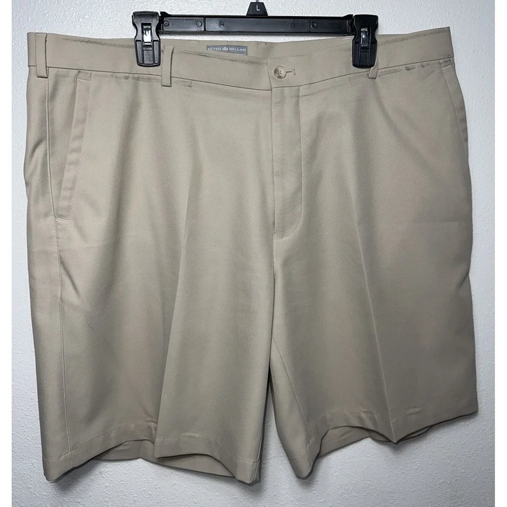 Peter Millar Crown Sport Shorts‎ Mens 40 Tan Chino Salem Performance Golf Casual