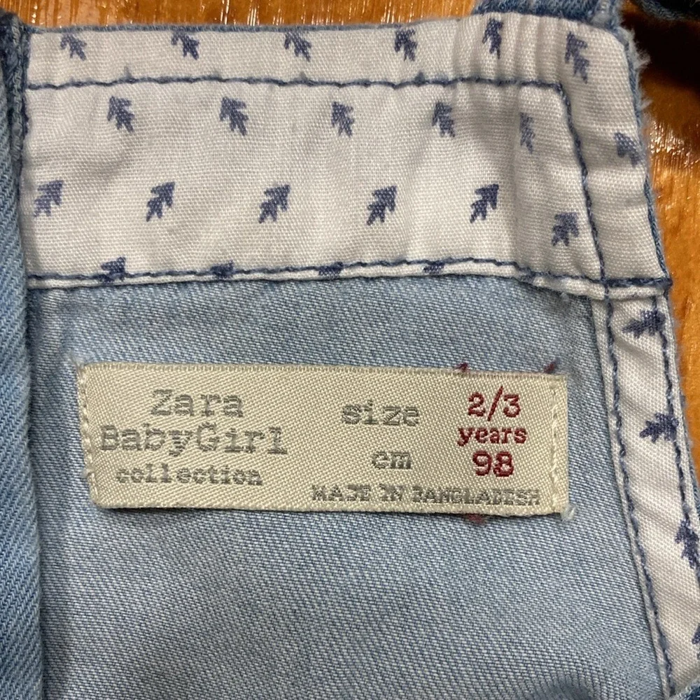 Zara BabyGirl Happy Watermelon Denim Romper Light‎ Wash Size 2/3 Years