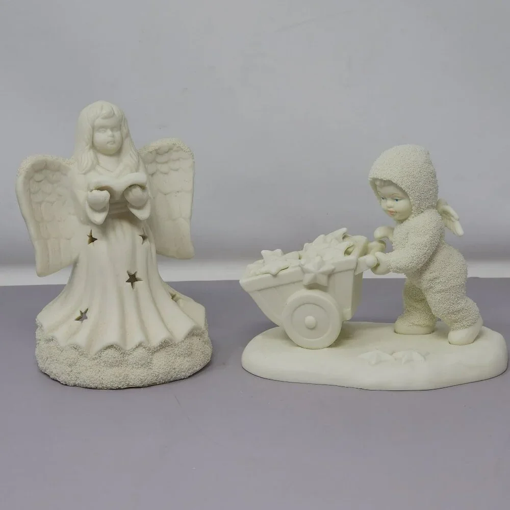 Angel & Child Figurine Jade Angel Candle Holder Dept‎ 56 Child With Wheelbarrow