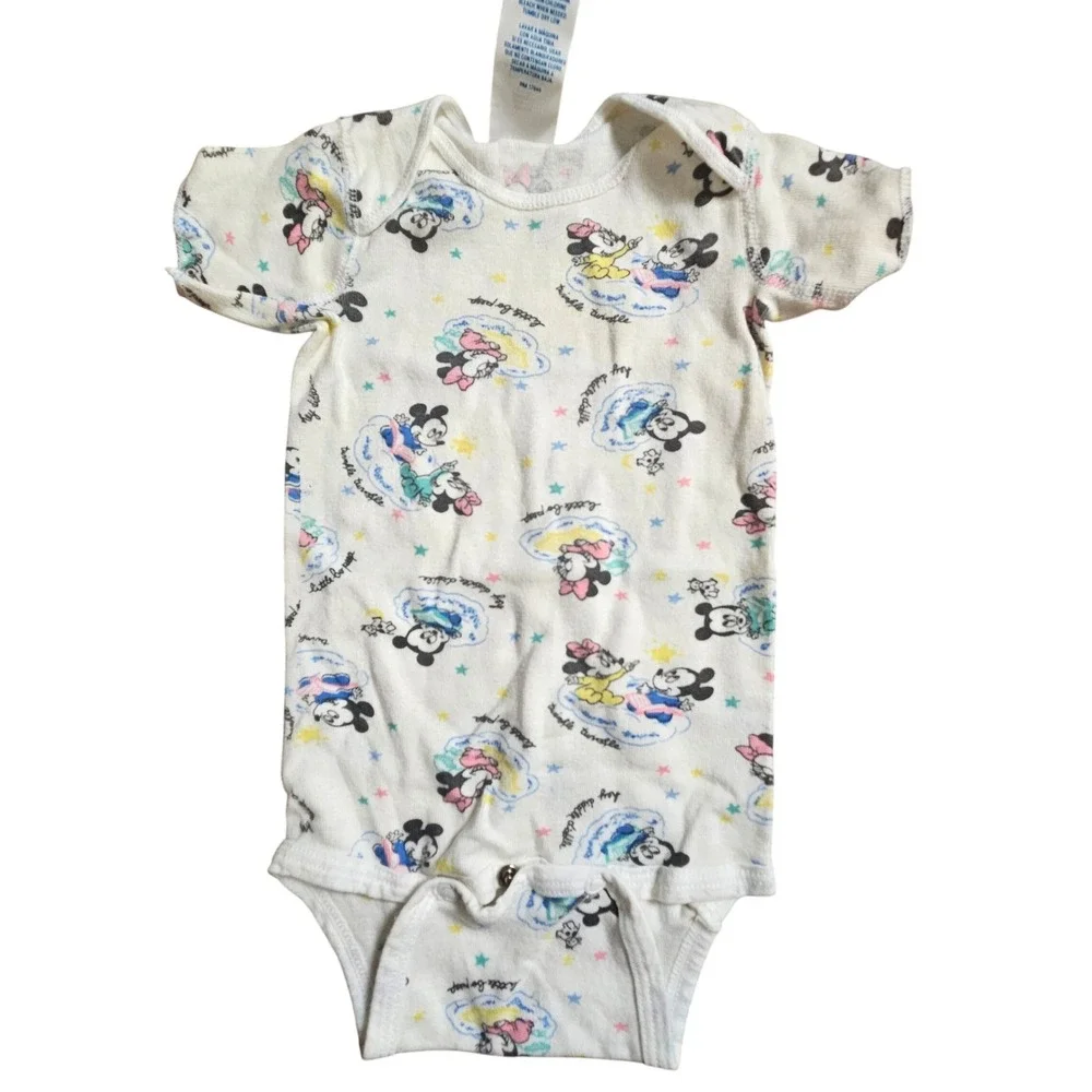 Vintage Disney Mickey Minnie Mouse One Piece Bodysuit Dundee M USA Kidcore Retro