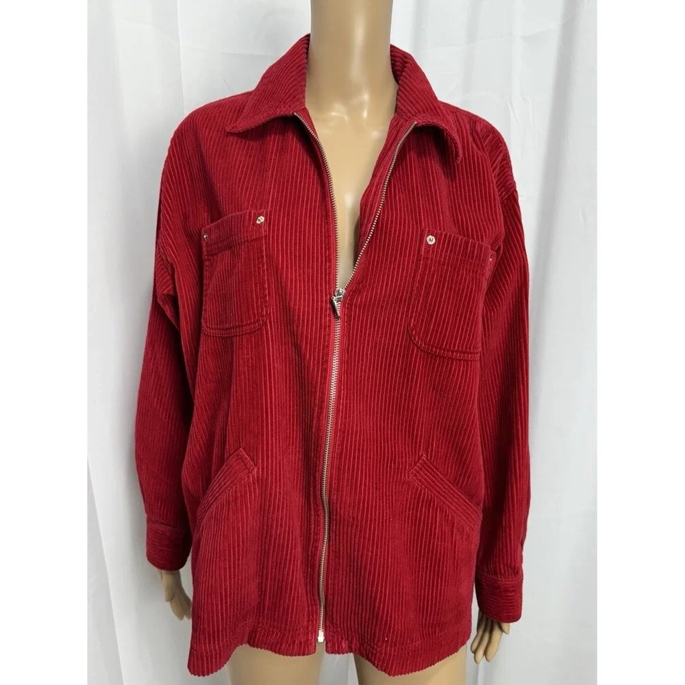 Talbots Red Corduroy 100% Cotton Zip Up Jacket Womens P Small EUC VTG 90s‎ Y2K