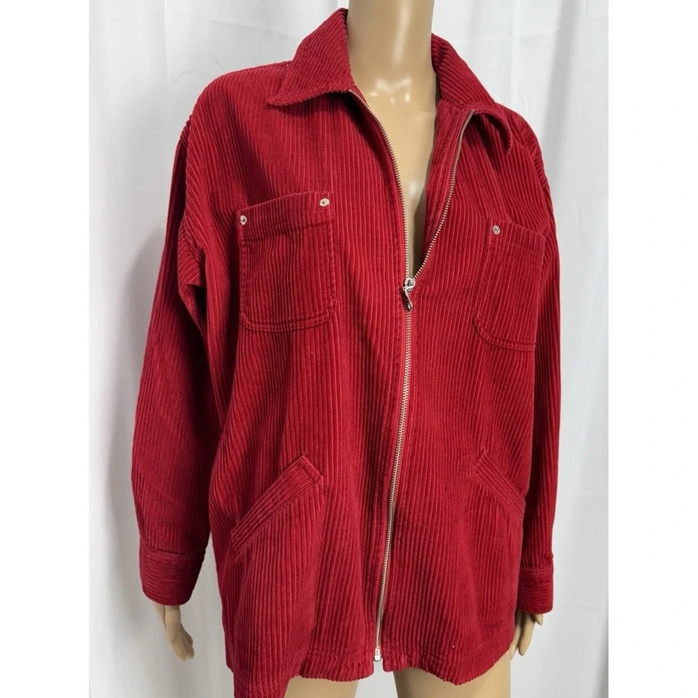 Talbots Red Corduroy 100% Cotton Zip Up Jacket Womens P Small EUC VTG 90s‎ Y2K