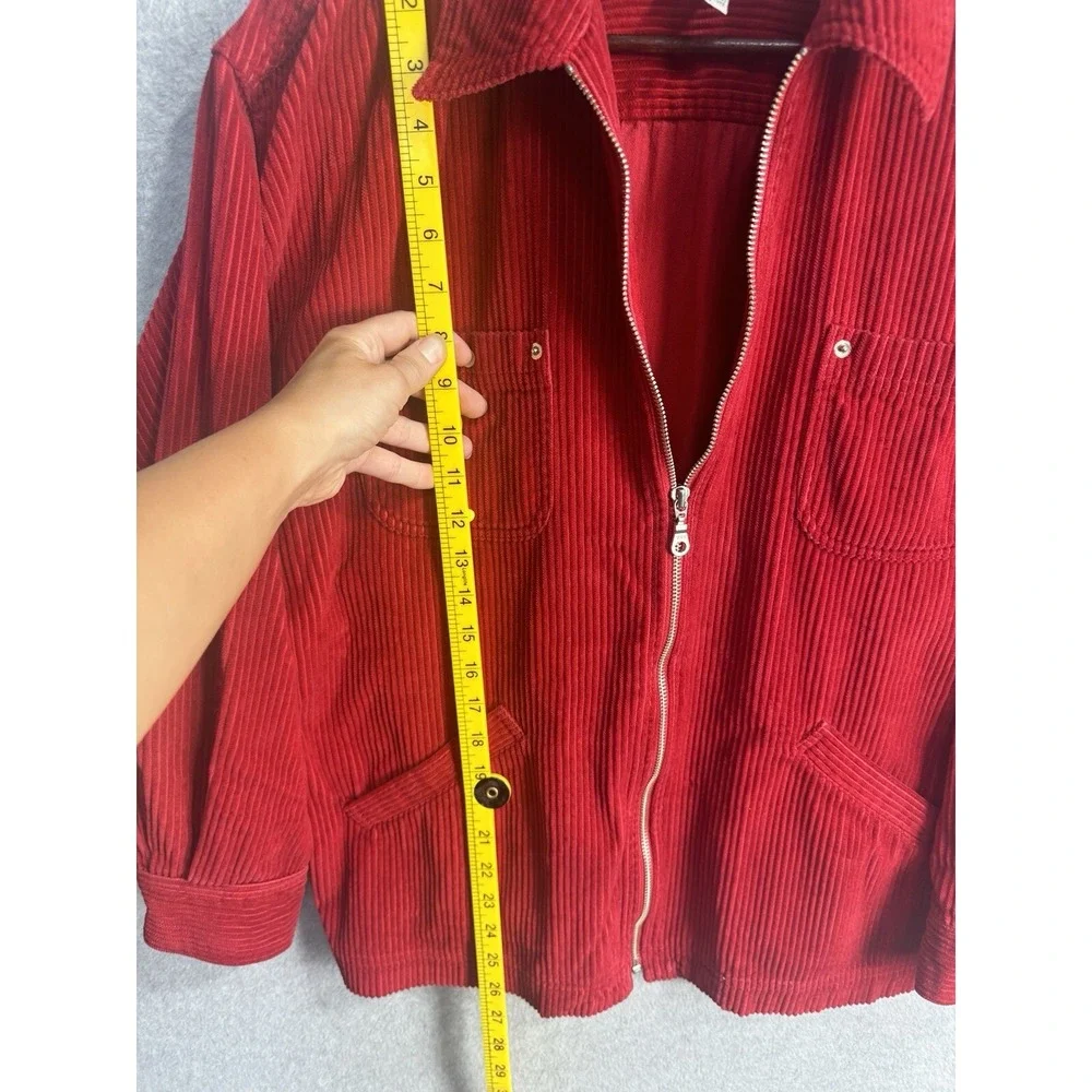 Talbots Red Corduroy 100% Cotton Zip Up Jacket Womens P Small EUC VTG 90s‎ Y2K