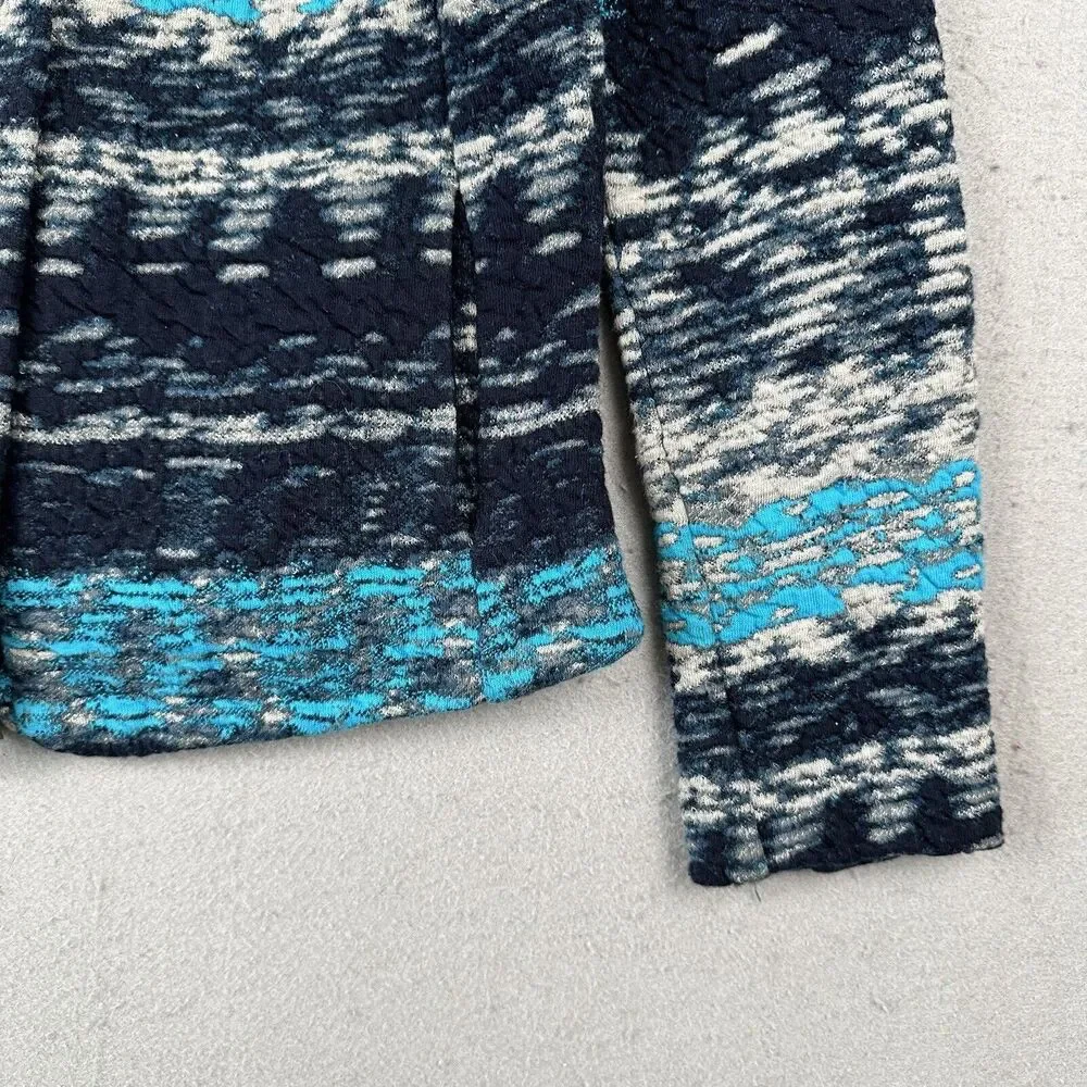Fox’s Europe Knit Jacket Women’s 34 Blue Cotton‎ Art To Wear Long Sleeve Pockets