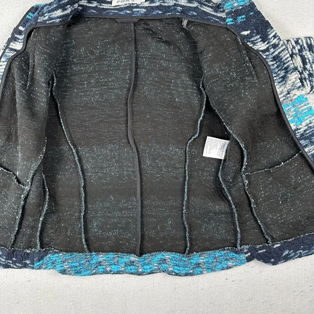 Fox’s Europe Knit Jacket Women’s 34 Blue Cotton‎ Art To Wear Long Sleeve Pockets