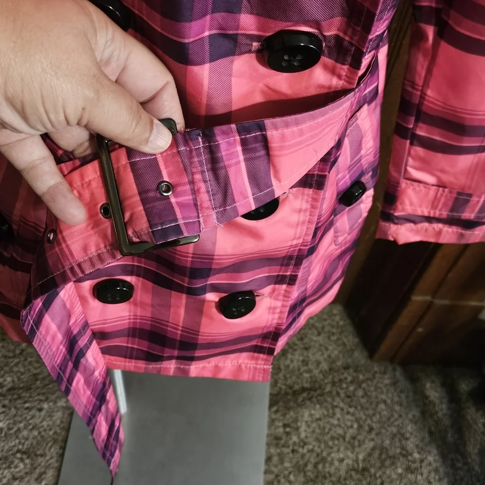 Pink Envelope Plaid Double Breasted Jacket Pink Size M