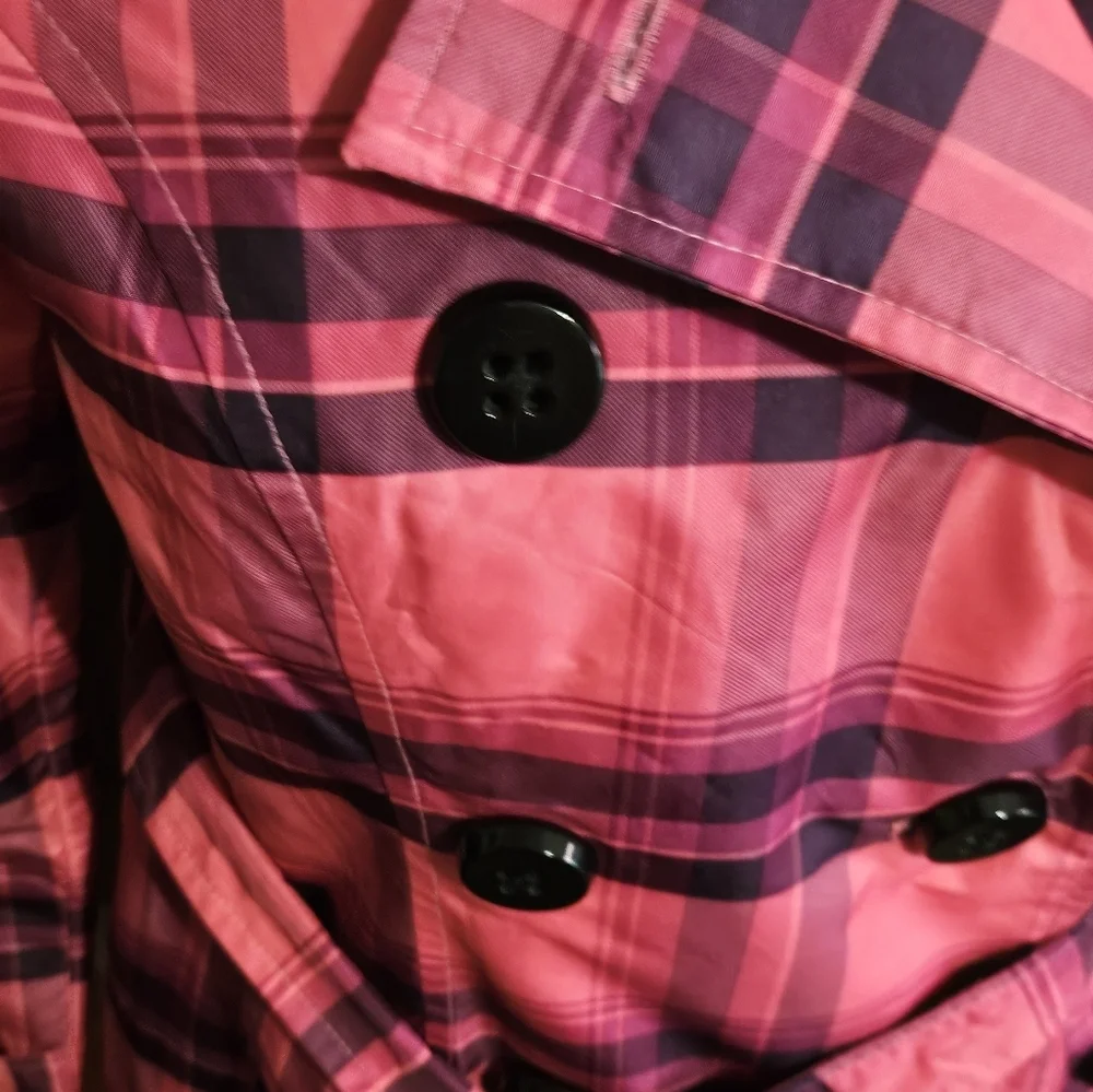 Pink Envelope Plaid Double Breasted Jacket Pink Size M