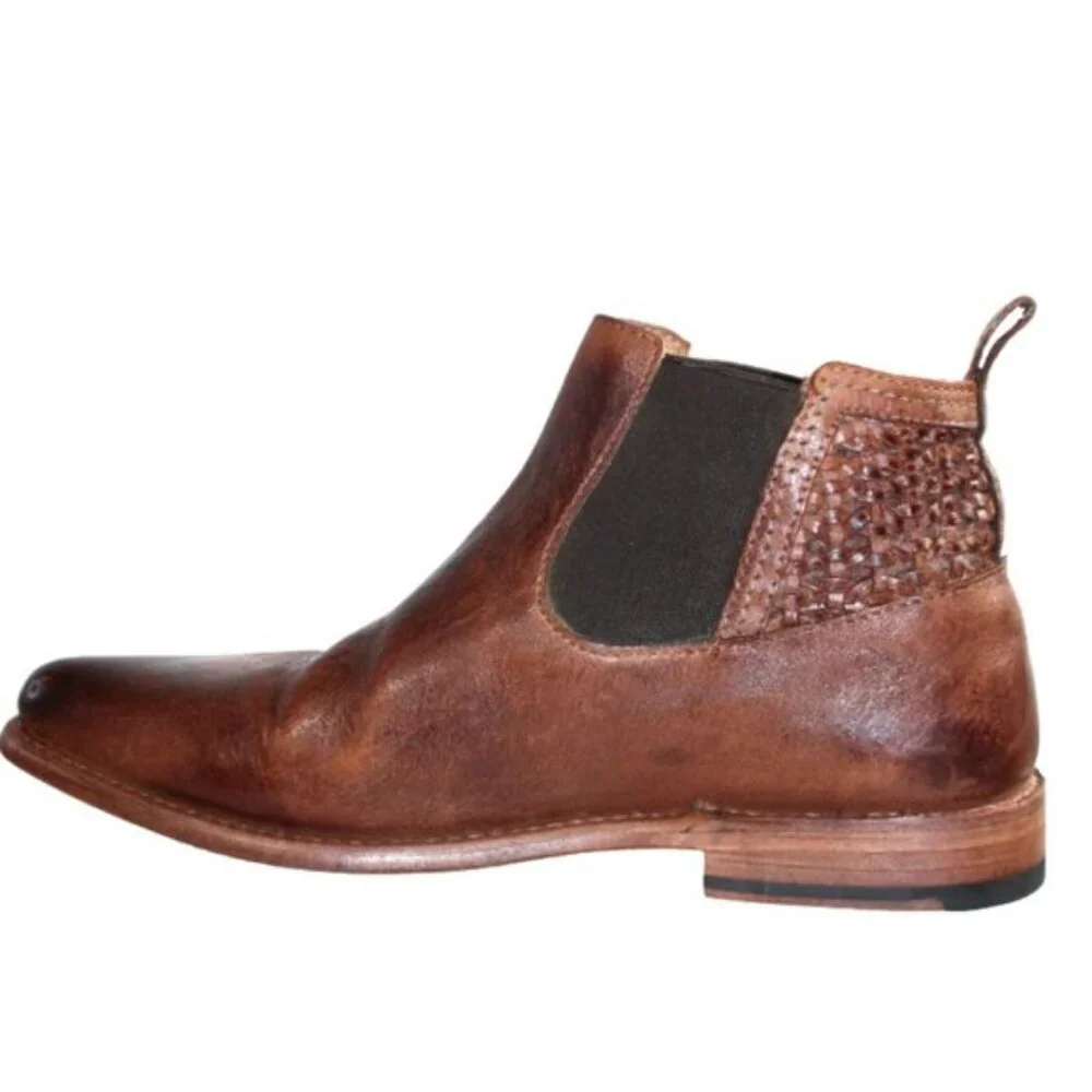 Bed Stu Rove Distressed Brown Leather Vintage Styling  Slip-On Bootie Size 7
