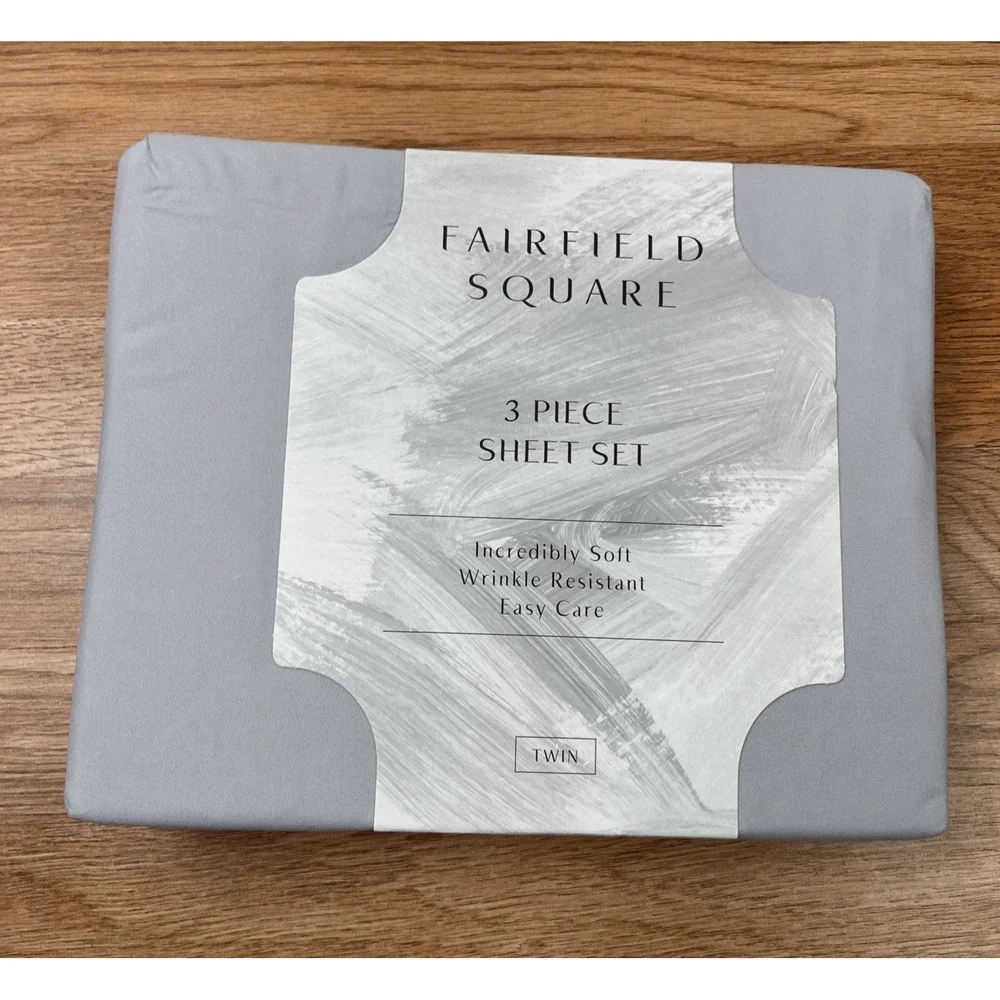Fairfield Square 3 Piece‎ TWIN Microfiber Sheet Set Pewter Grey NEW