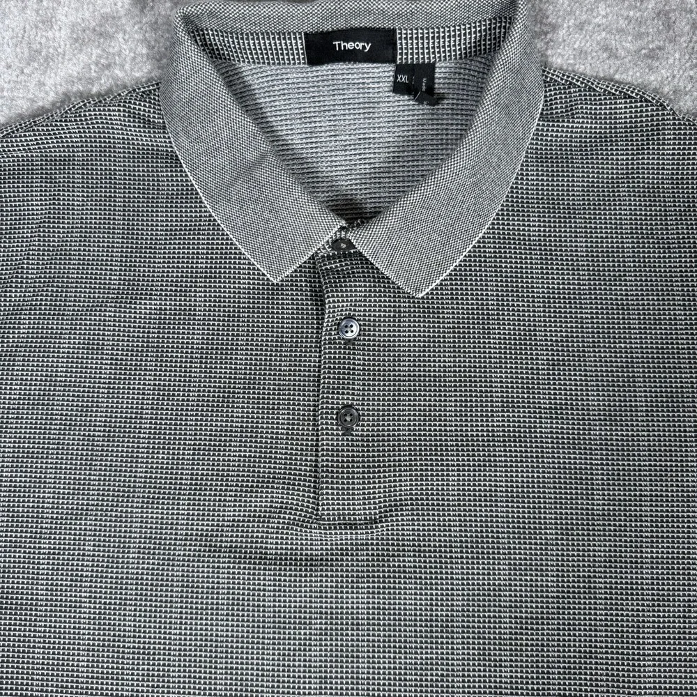 Theory Polo Shirt Men's XXL Gray Atlas‎ Pique Short Sleeve Golf Preppy