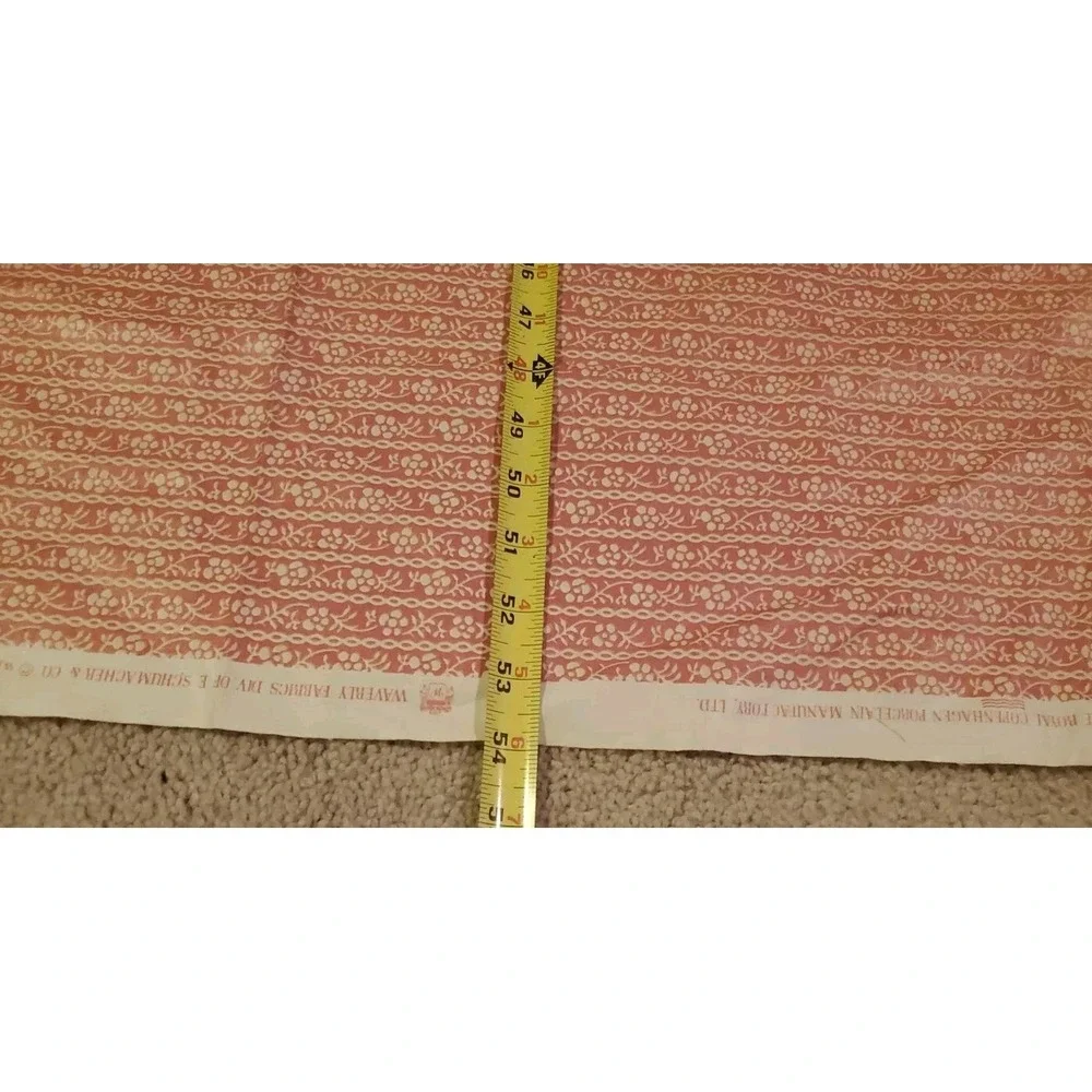 Vintage Waverly Fabric Royal Copenhagen Manufactory‎ Floral Pink and White