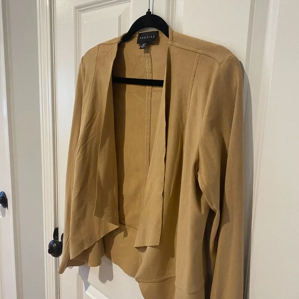 Premise Tan Faux Leather Cardigan - Size‎ Small