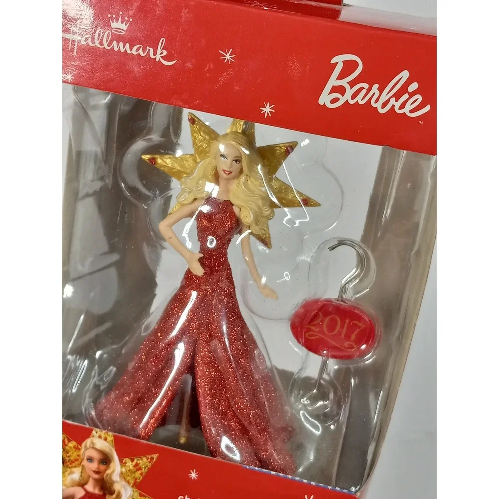 Christmas‎ Hallmark Barbie 2017 Christmas Ornament Red Glitter Gown Star MIMB