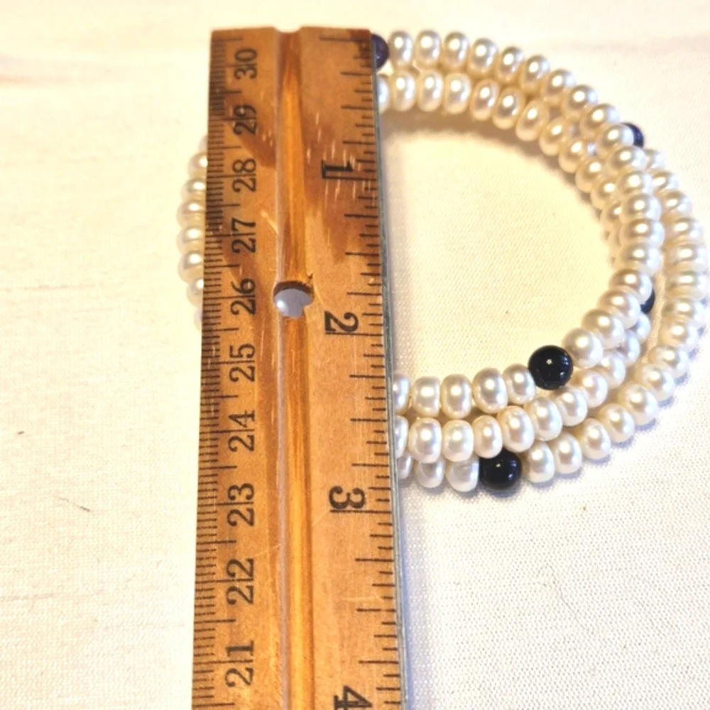 Button Pearl Colorful Gemstone Bangle Wrap Bracelet