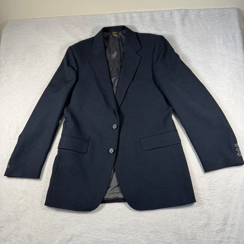 Levi's Action Suits Blazer Mens 40‎ Navy Blue Excellent Pinstripe Two-Button