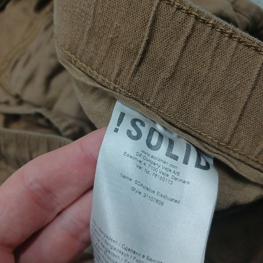 !Solid Shorts Mens XL Brown Linen Blend Drawstring‎ Pockets Preppy