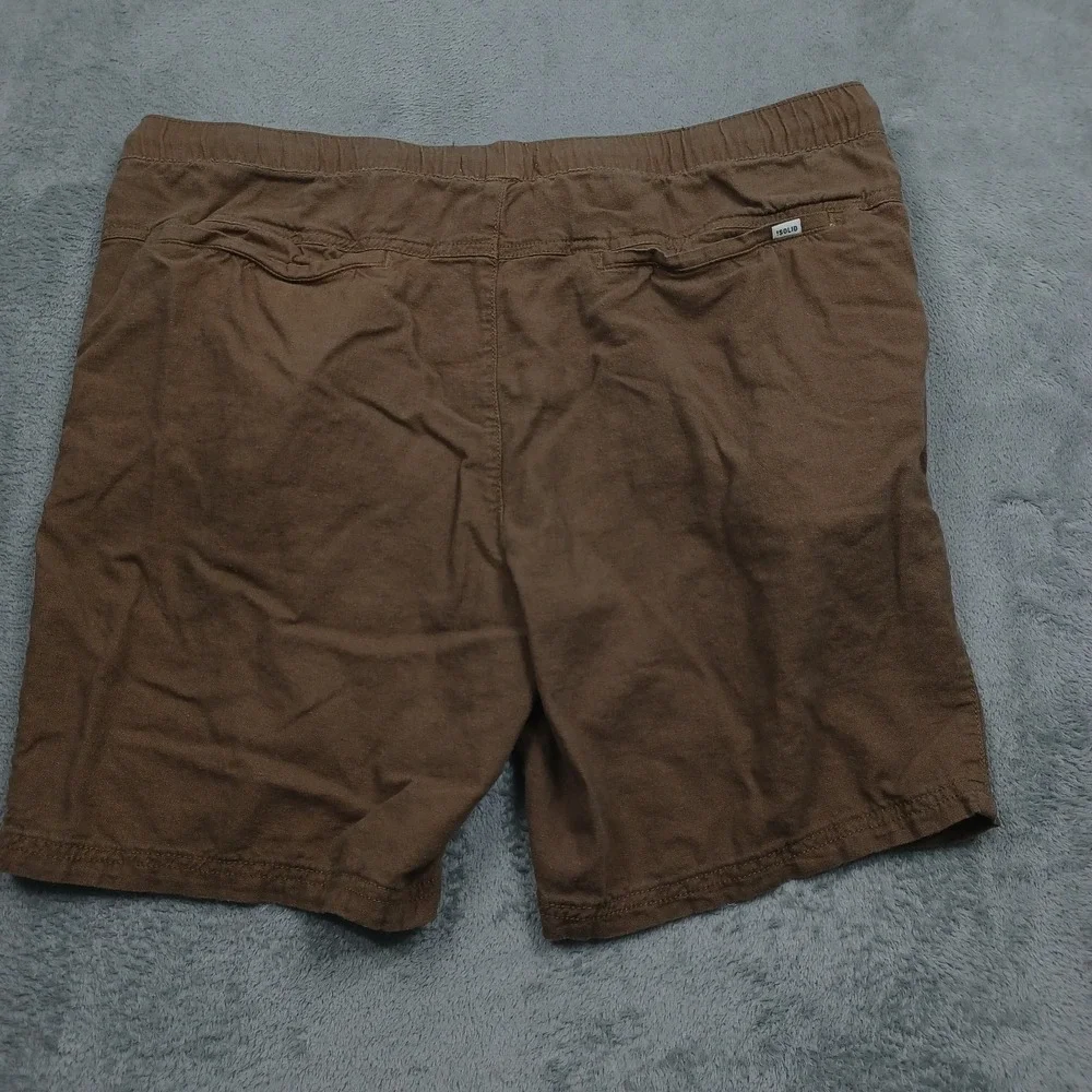 !Solid Shorts Mens XL Brown Linen Blend Drawstring‎ Pockets Preppy