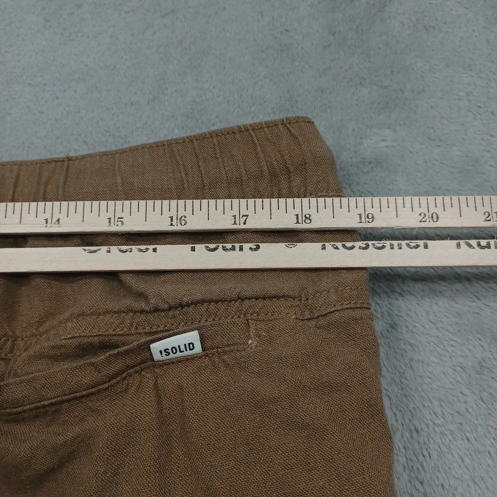 !Solid Shorts Mens XL Brown Linen Blend Drawstring‎ Pockets Preppy