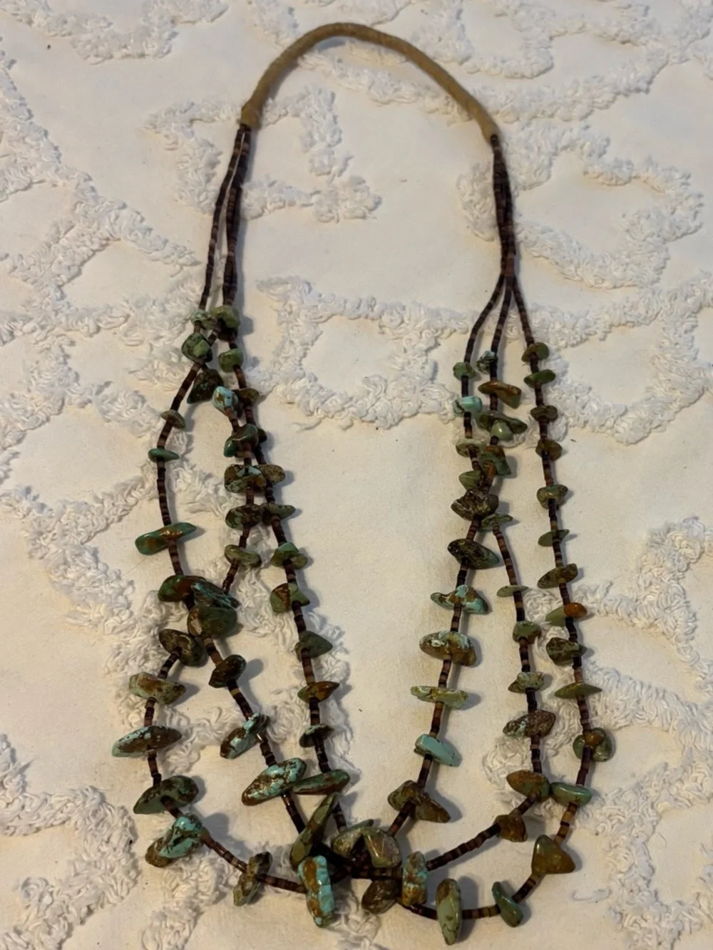 Vintage Native American Santo Domingo Heishi Nugget Turquoise Stone Necklace