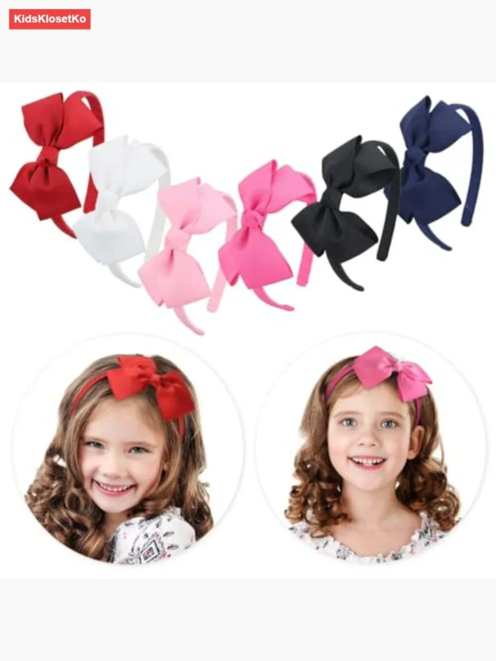 Grosgrain Ribbon Headbands with Bows – 6 Pack