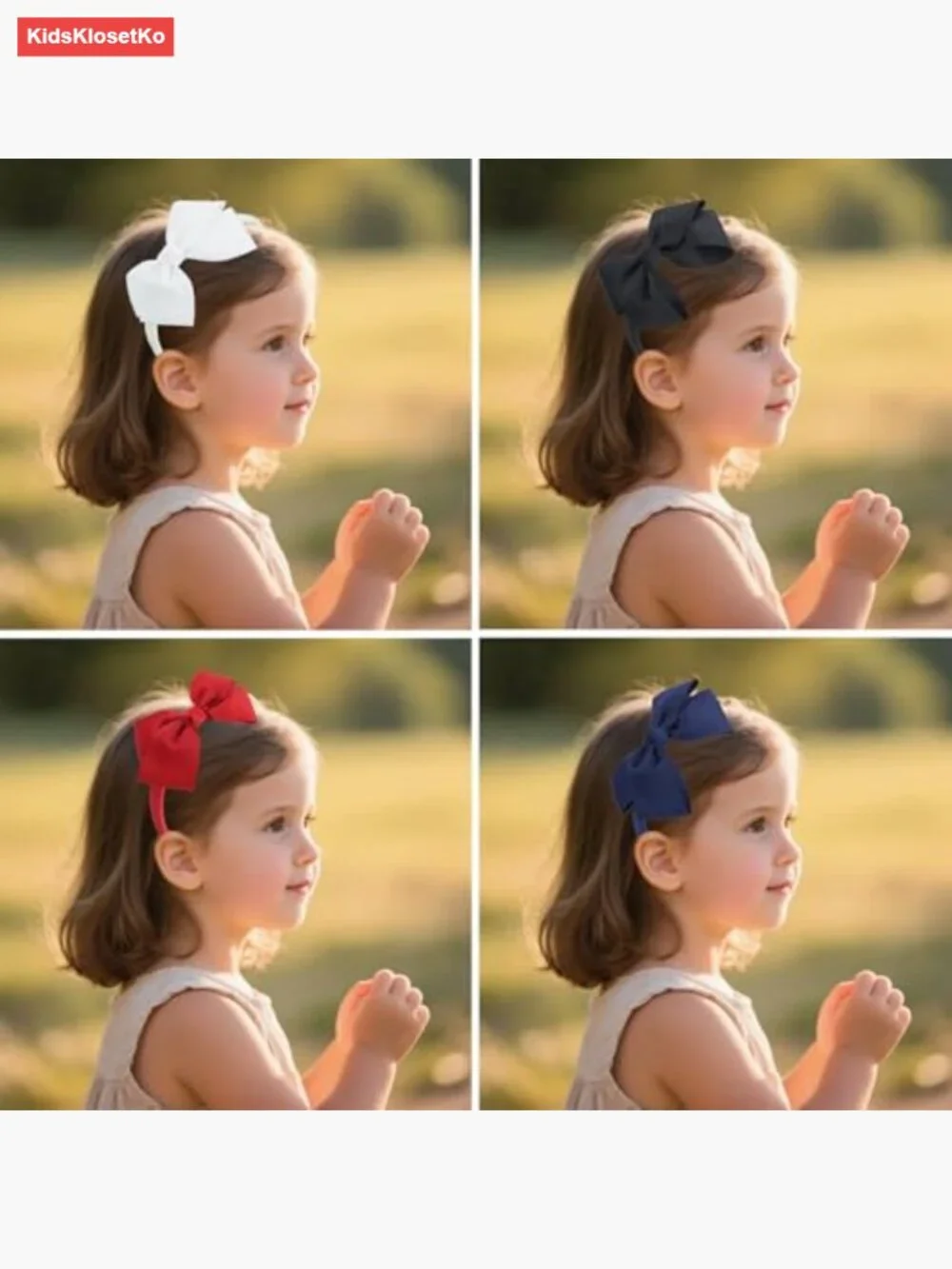 Grosgrain Ribbon Headbands with Bows – 6 Pack