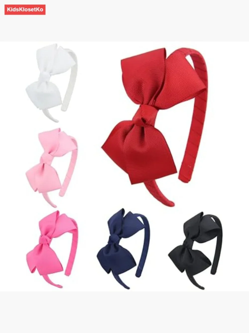 Grosgrain Ribbon Headbands with Bows – 6 Pack