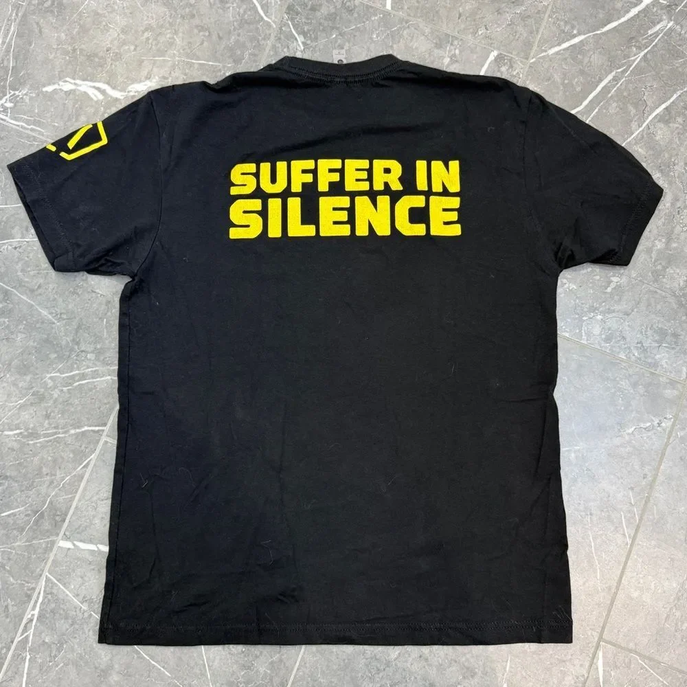 Atomic Athlete Black Yellow Graphic TShirt Suffer in Silence Unisex Size M