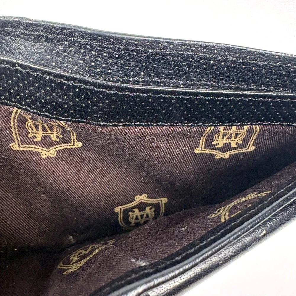 VTG Massimo Dutti BiFold Leather Wallet Perforated Black Sport Driving Snap Coin