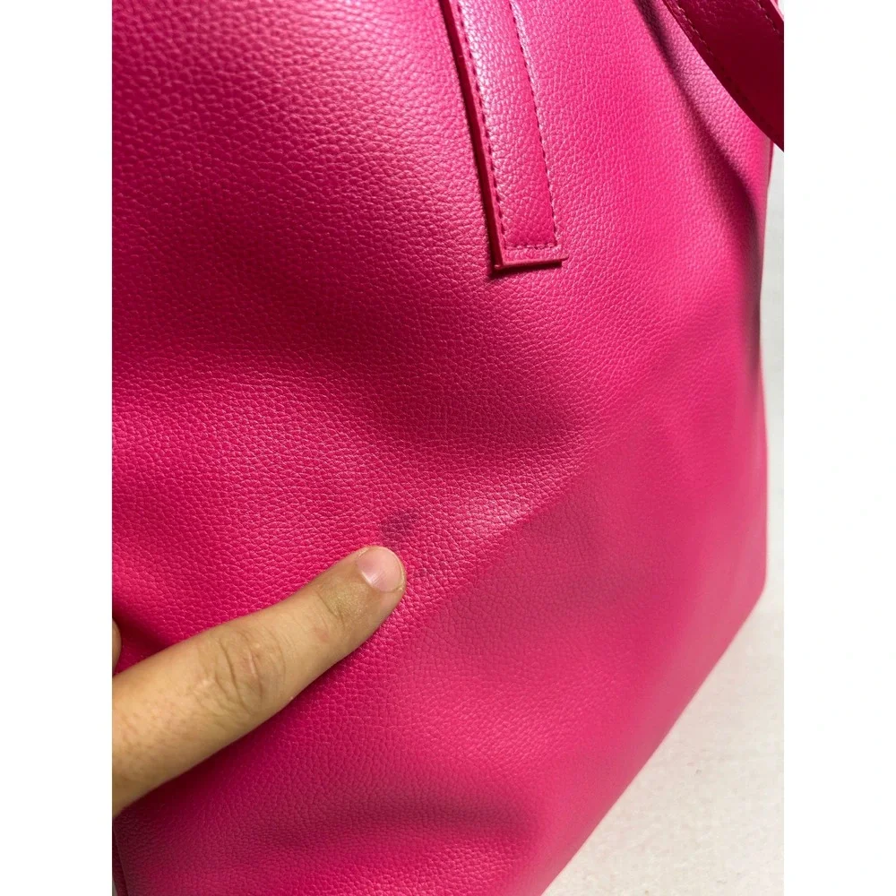 Barbiecore Juicy Couture Womens Large Hot Pink Studded Faux Leather Tote Bag‎