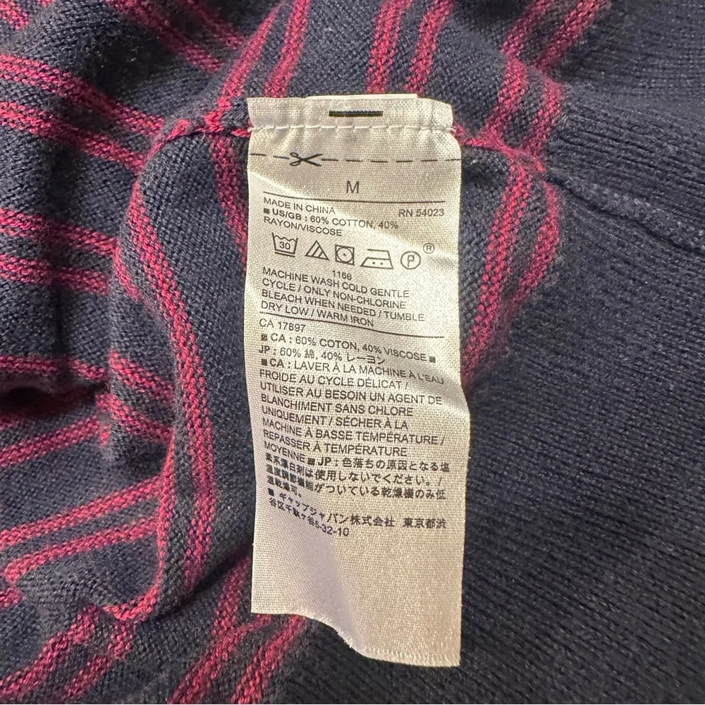 Banana Republic Men's Striped Crewneck Sweater - Navy and Red‎