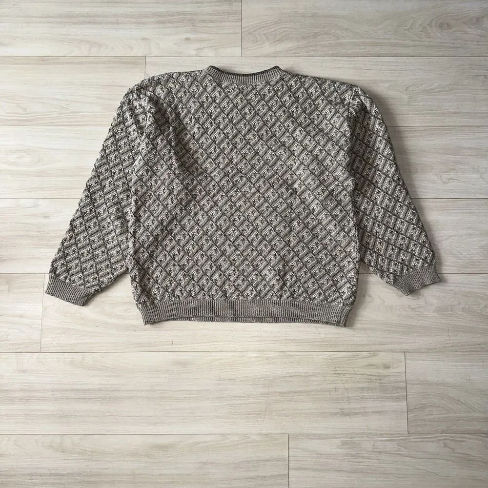 VTG Croft & Barrow Sweater Sz L Knit 3D Textured Multicolor Granda Style 90s‎