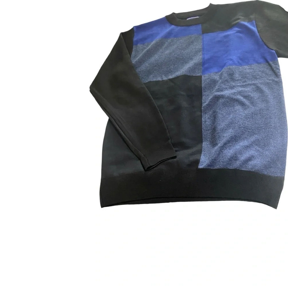 Men’s Ballantrae Edinburgh‎ Retro Blue/Black Color-block Crew Neck Sweater