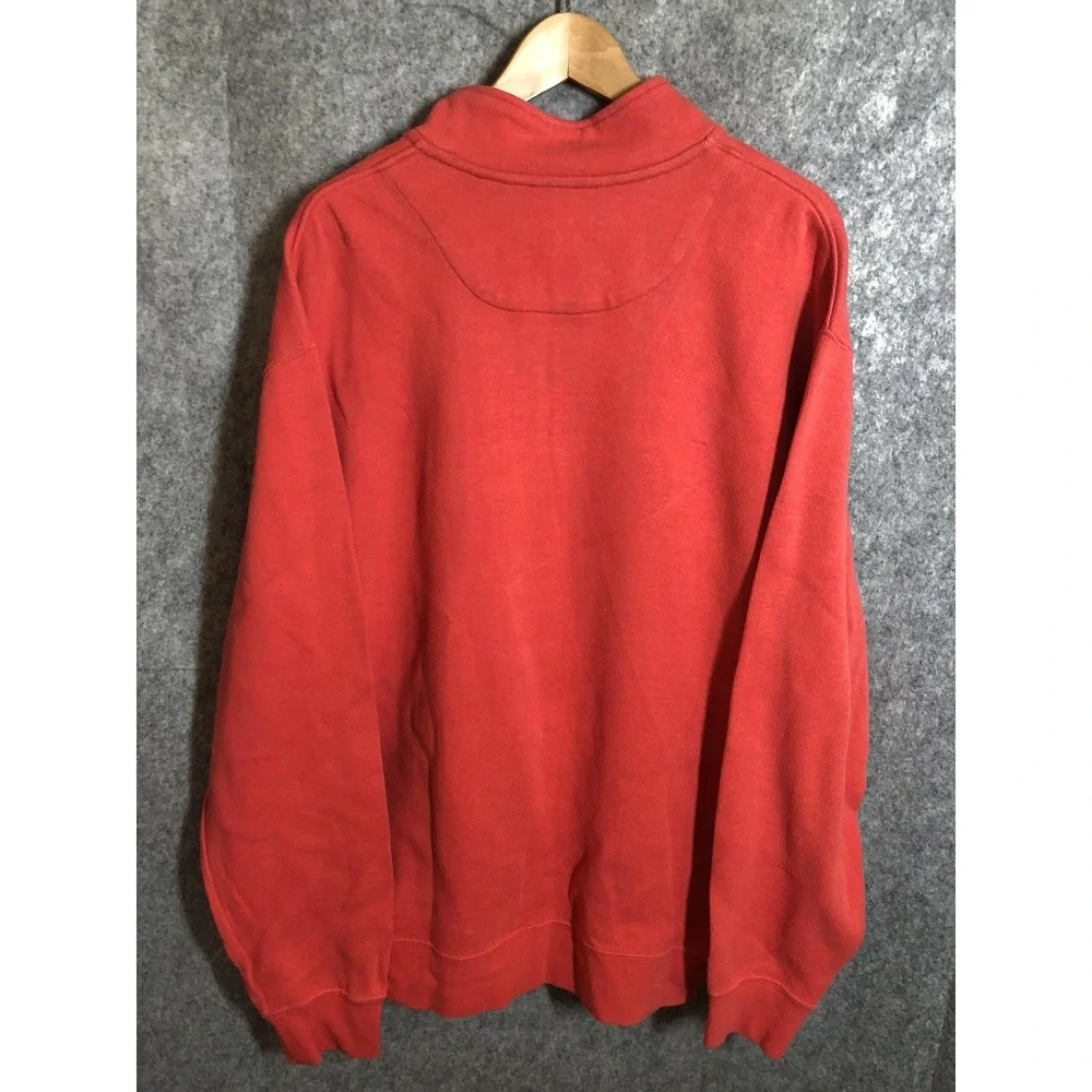 Orvis Sweater Mens XL Red Cotton Quarter Zip Mock Neck Pullover Knit Casual