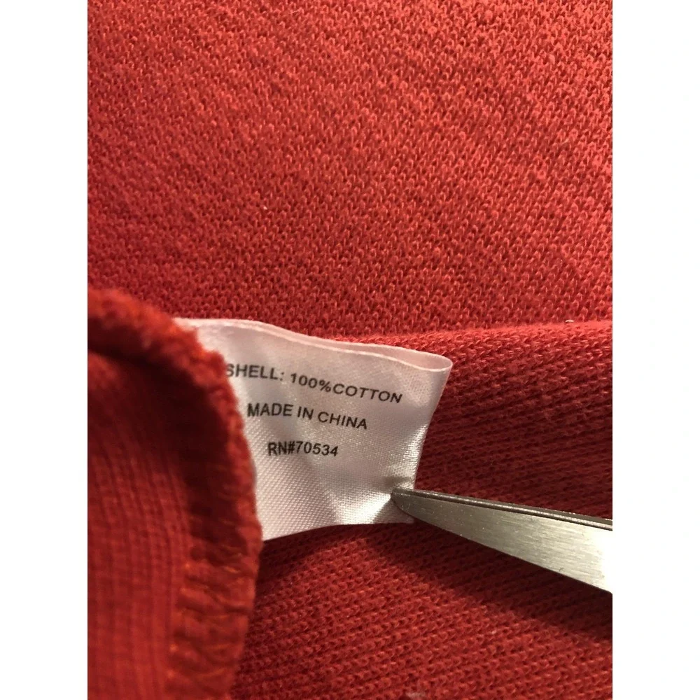 Orvis Sweater Mens XL Red Cotton Quarter Zip Mock Neck Pullover Knit Casual