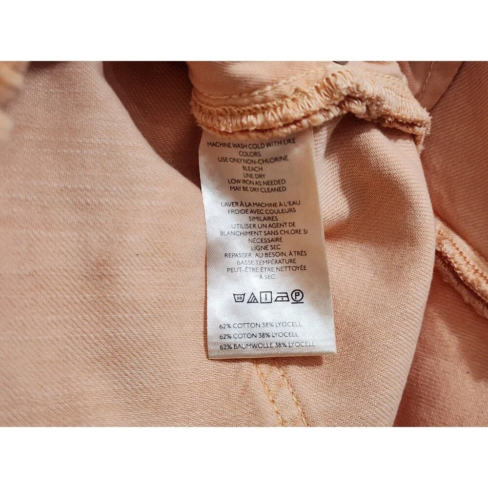 Anthropologie Pilcro Pleated Denim Mini Skirt Orange Fray Hem Button Fly Sz 10