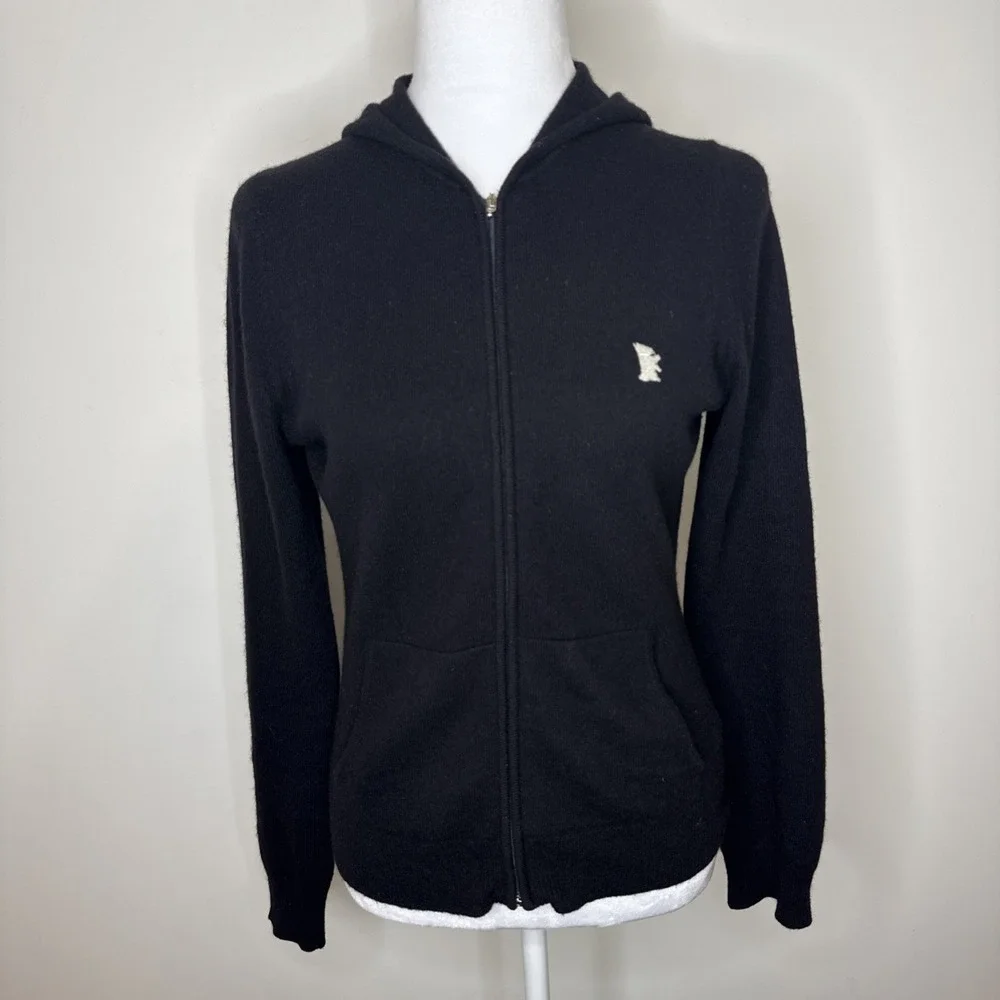 Vintage Y2K Juicy Couture 100% Cashmere Hoodie Zip Up Medium‎ Black Dog Preppy