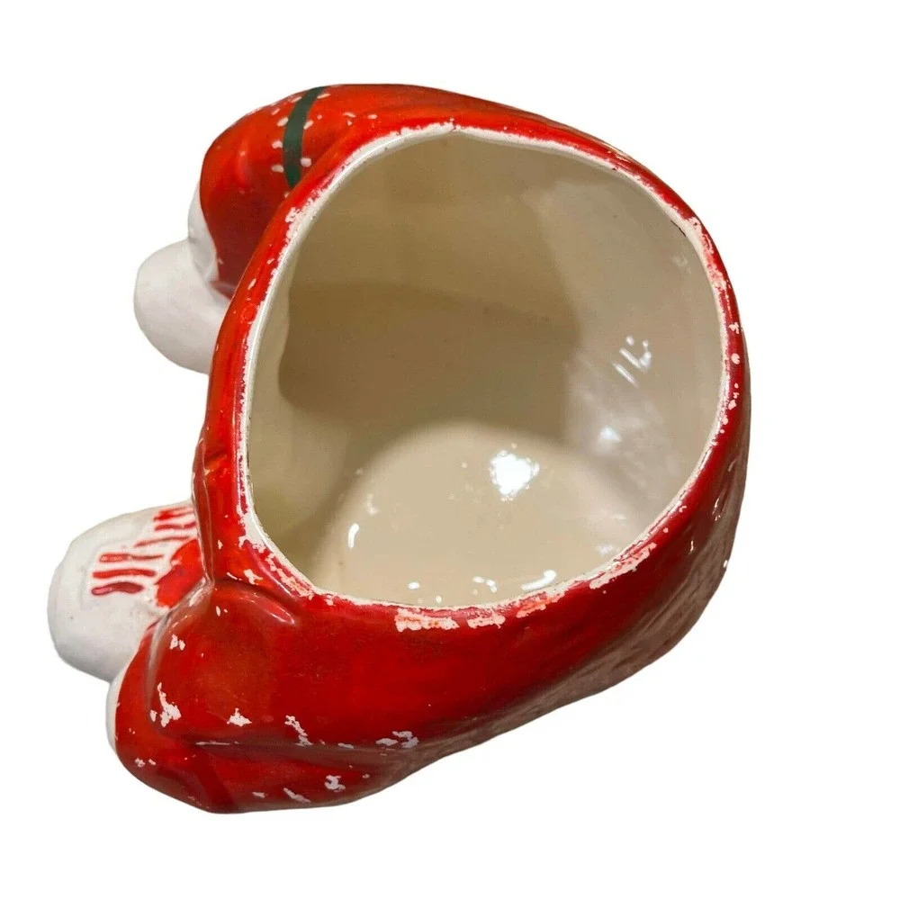 VTG Ceramic White Teddy Bear in Red Sweater‎ Decorative Canister Jar 11.5in Tall