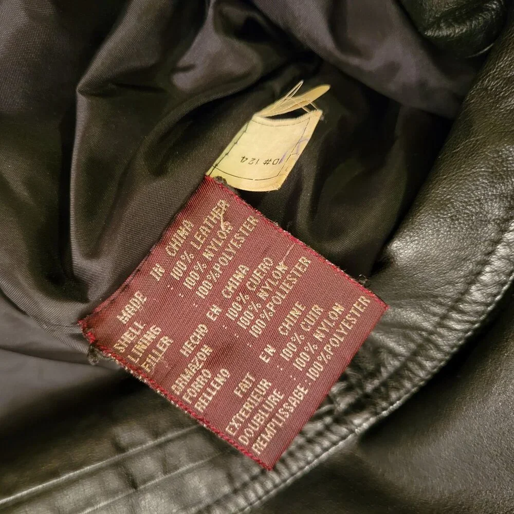 GIII M Black Trench Coat Cyberpunk Leather Vintage Non Structured Goth‎ Gorpcore
