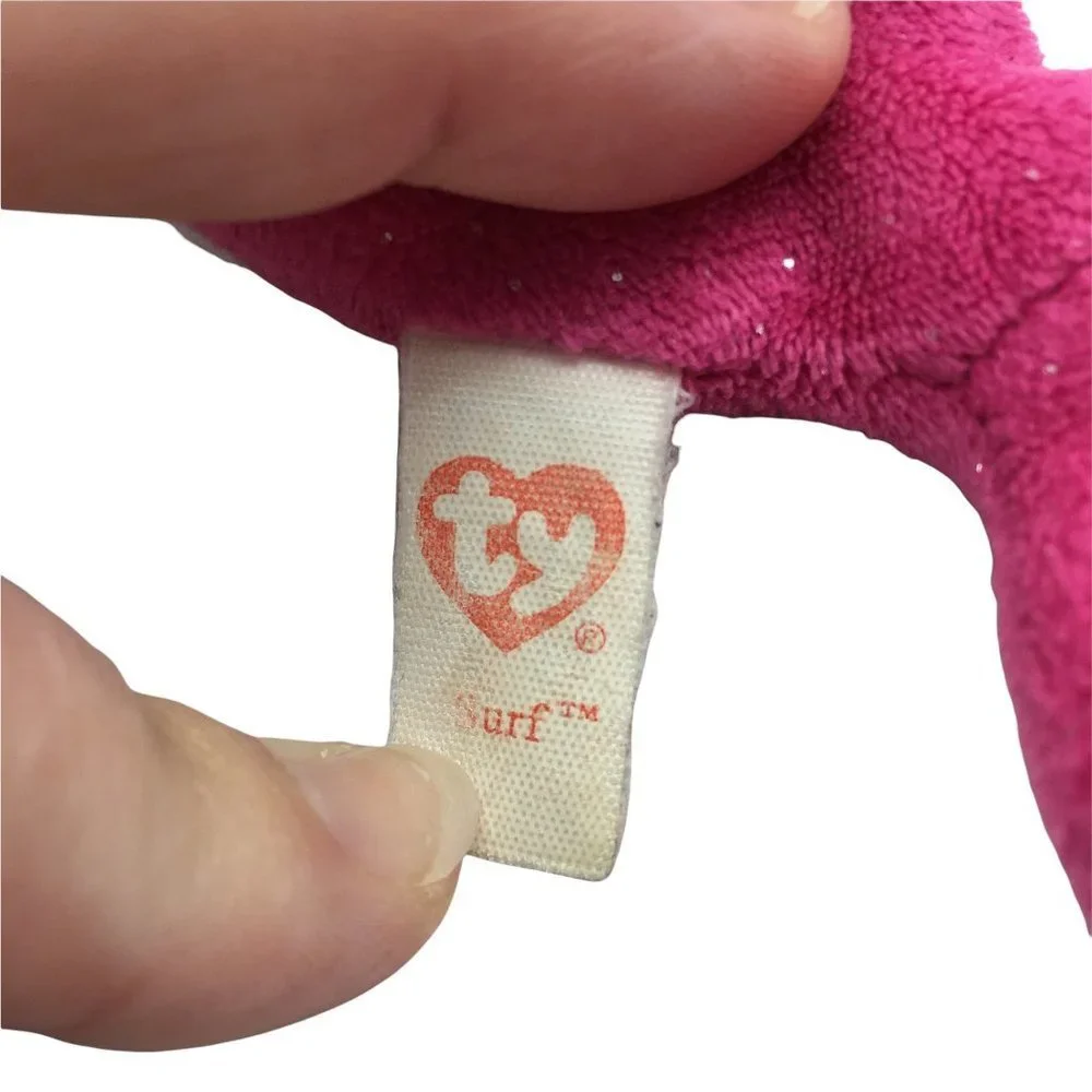 ty whale plush SURF Beanie Boos pink big sparkly eyes 3.5