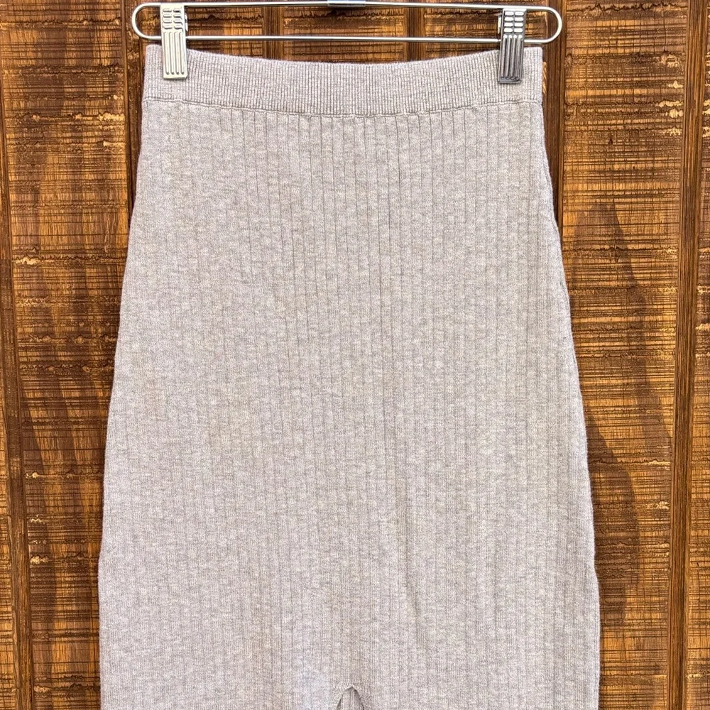 Free People Skyline Gray Ribbed Knit Split Skirt