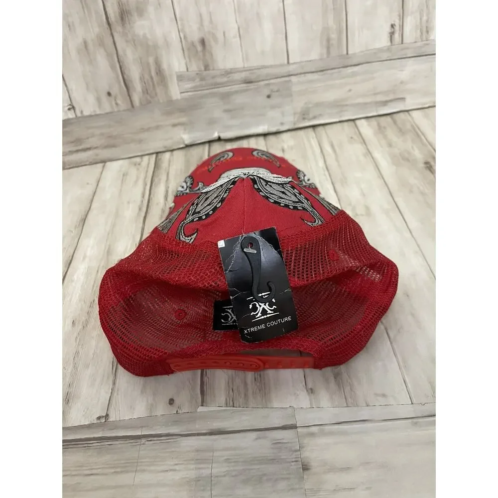 Xtreme Couture Hat Mens Skull Embroidered Red Cap Unisex One Size A1