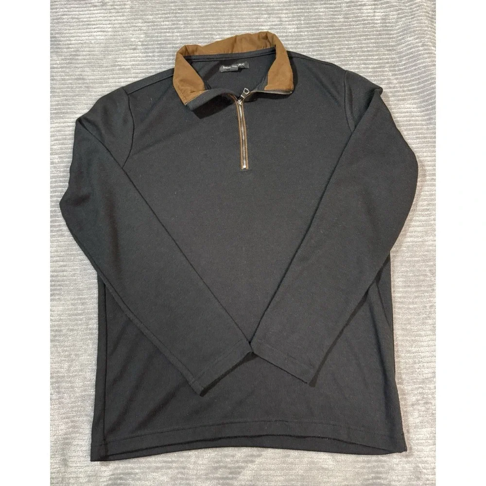 Banana‎ Republic 1/4 Zip Pullover Size M Black And Brown Collar