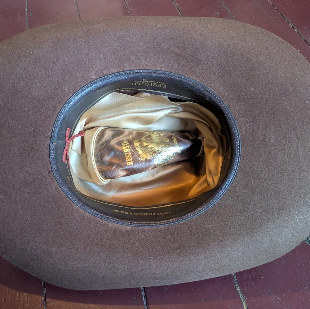 Vintage Resistol Stetson Brown Feather Western Cowboy Hat Self Conforming 7 3/8