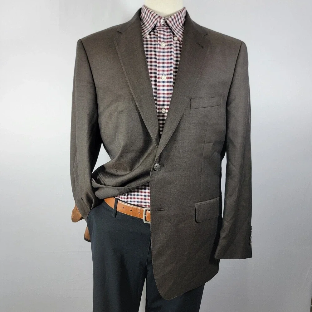 JOS A BANK Chester Men's Sport Coat Blazer Two Button Brown Herringbone Wool 43R