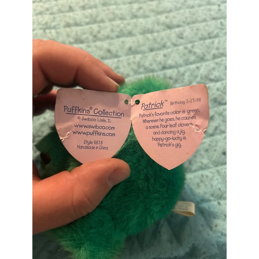 Swibco Puffkins Patrick the Bear Green St Patricks Day Plush 1998 Style 6678 NWT