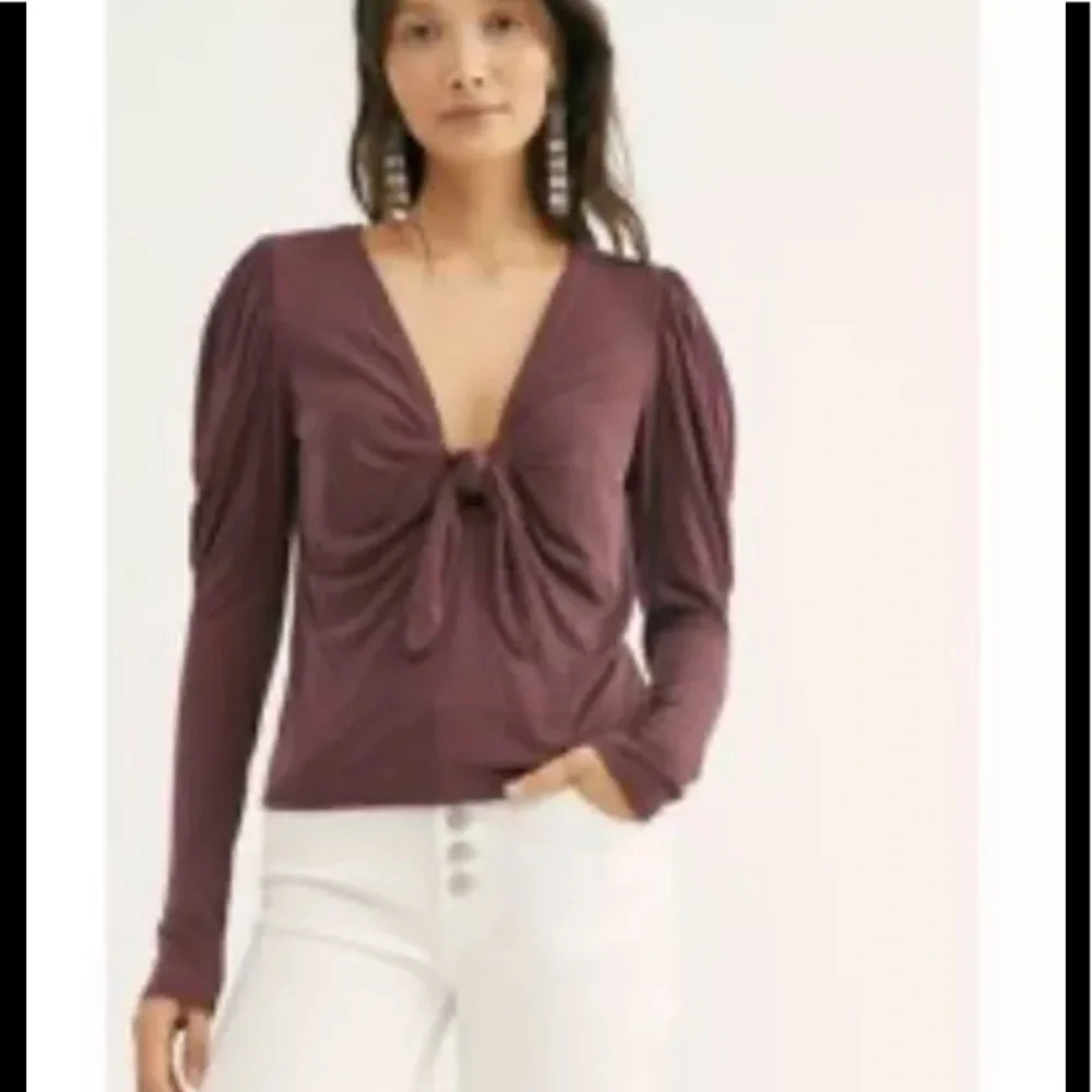 NWT Free People knot tie front ribbed jersey Large