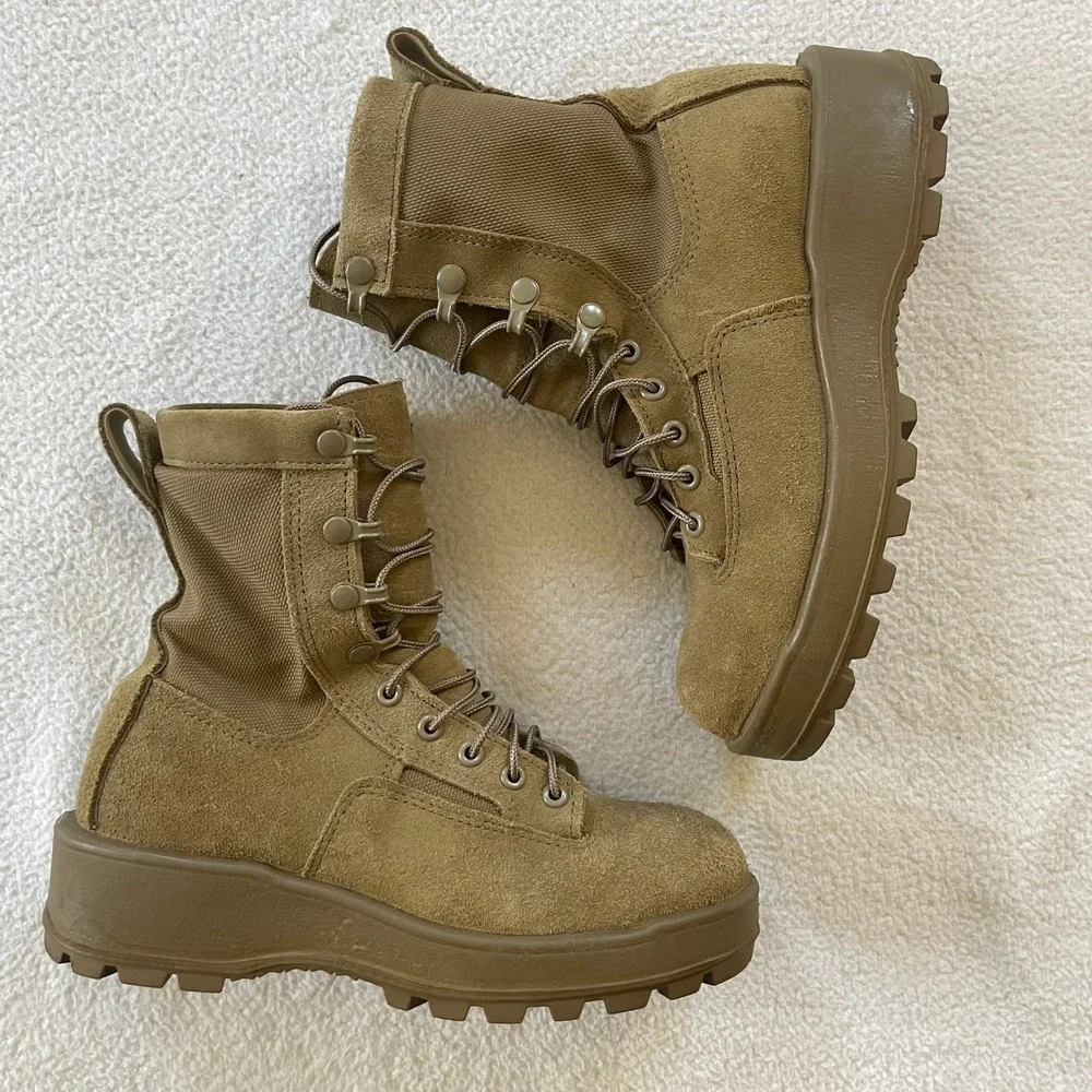 Altama Combat Boots‎ Mens 5R Tan Suede Vibram Military Flight SPE1C1