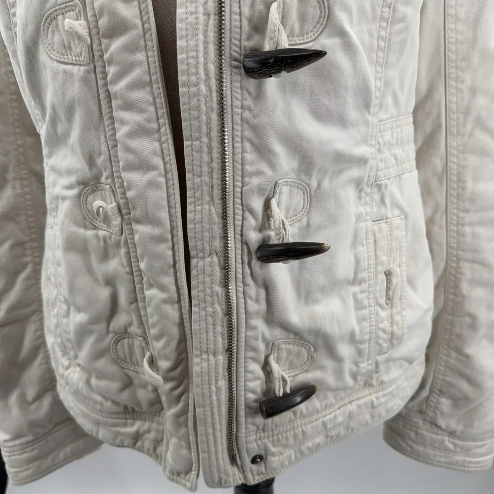 Vintage 2000s Woman's Cream Abercrombie &‎ Fitch Toggle Y2K Jacket Coat Medium